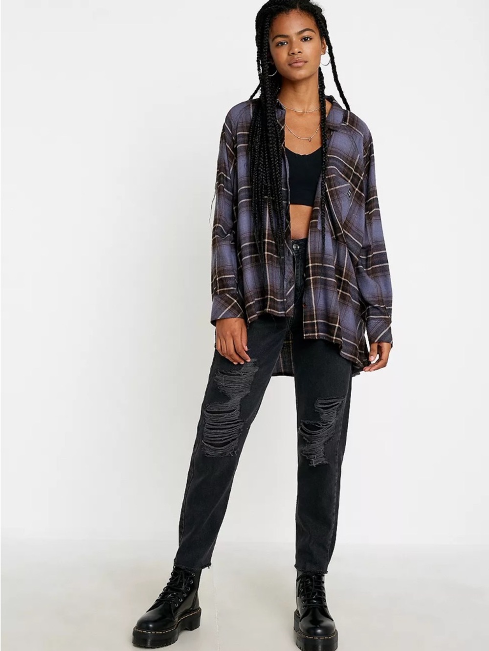 BDG flannel button-through shirt
